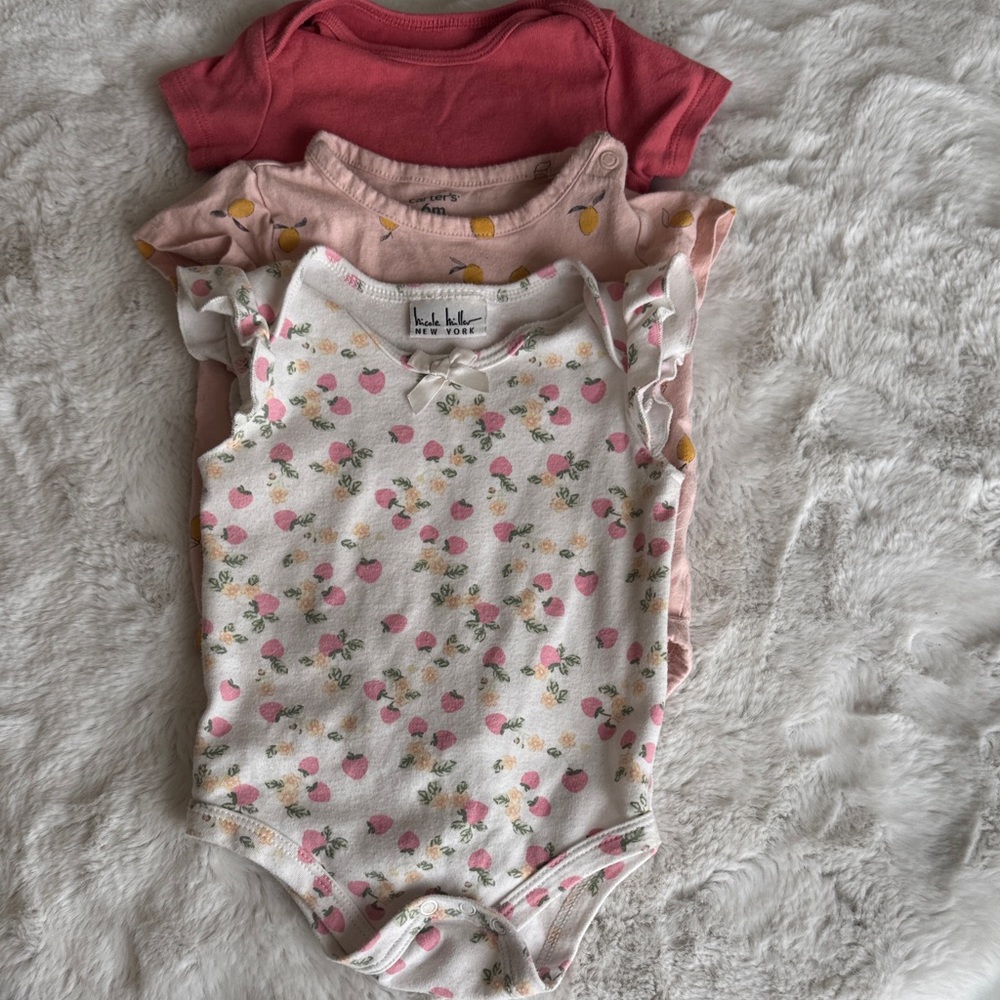 Lot of 3 Baby Girl Onesies 6M